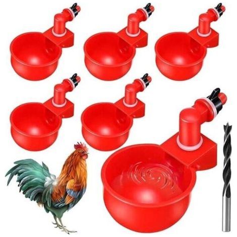 Chicken Water Cups, Chicken Drinker, Automatic Chicken Waterer, Automatic Drinkers Chicken Waterer Kit, Chicken Waterer, 6 Piece DIY Automatic Poultry Chicken Waterer Drinker (1/4)