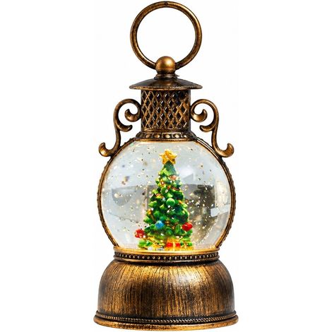 Boule à neige Père Noël avec musique, minuterie 6 heures, décoration de Noël en résine, sapin de Noël (1/5)