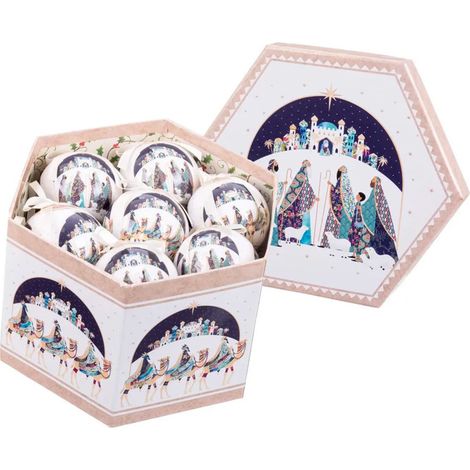 Coffret de 14 boules de Noël rétro rois mages 7.5cm (1/3)