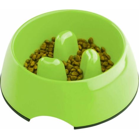 Gamelle Anti Glouton pour Chien Chat, Gamelle Alimentation Antiderapante Qui Favorise Une Prise de Nourriture Plus Lente, Bol Mélamine Interactive Anti Ballonnements- Green- (1/2)