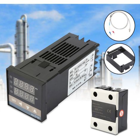 Kits de contrôleur de température numérique PID AC 0‑400 °C + relais statique 25 A + thermocouple de type K M6 de 1 m (1/5)