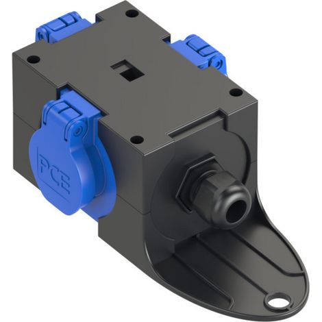 PCE 9430406 3fach Steckdosen-Verteiler Schwarz, Blau