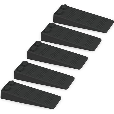 5 pièces cale porte caoutchouc souple, Hauteur Reglable Antidérapante bloc, Non Toxique, Non Odeur arrêt de porte, Protège Sols et Murs, Pour Tapis, Béton, parquets (Noir) (1/5)