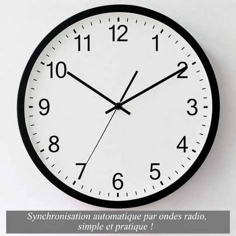 Horloge murale radio-pilotée ronde moderne en métal 40 cm blanc 16 40cm blanc 45 × 45 × 10 cm 2,3 kg – Livraison gratuite (1/5)