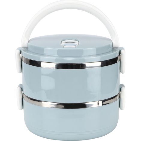 Boîte déjeuner en acier inoxydable bleu pour nouilles de riz, contenant alimentaire portable. (1/5)