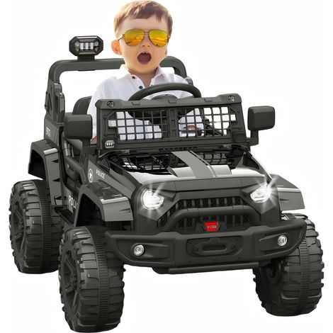 Voiture Électrique Pour Enfants 12 V, Avec Télécommande 2,4 Ghz, Suspension à Ressort, Lumières Led, Bluetooth, 2 Vitesses, Véhicule à Batterie Pour Enfants De 3 à 8 Ans Noir (1/5)