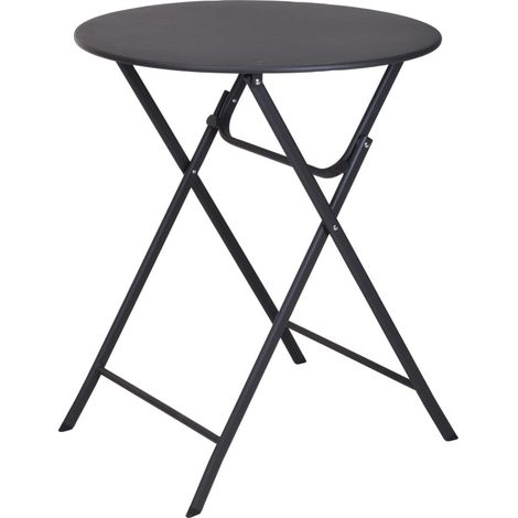 Table jardin ronde pliable métal gris anthracite bistrot - 60x60x70.5cm (1/3)