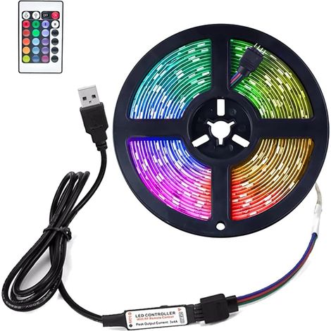 Bande LED RGB USB TV, rétroéclairage flexible avec télécommande (1/5)