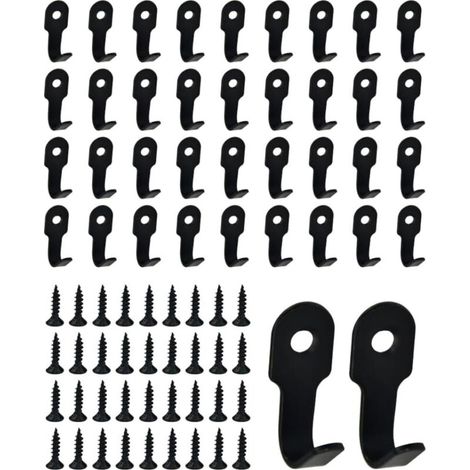 Set mit 40 schlichten schwarzen Haken, schwarzen Wandhaken, Schraubhaken, schwarzer Garderobenständer, Retro-Edelstahlhaken