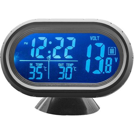 Horloge de voiture, thermomètre, voltmètre, moniteur numérique LCD 3 en 1, appareil d'affichage de la température et de la tension (1/5)