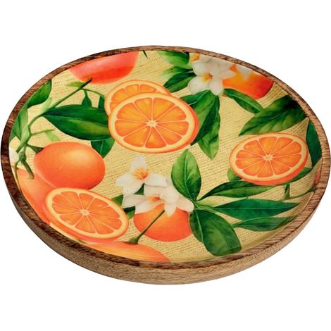 Orangefarbener Teller S aus Holz und Harz – Frisches und farbenfrohes Design (1/5)