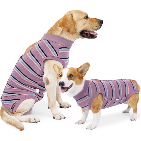 Vetement De Rehabilitation Pour Chien - Tissu Coton Elastique - Fermeture Velcro Arriere - Protection Post-Operatoire Et Contre Les Lichens - 1 Piece (1/5)
