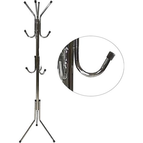 TRADE SHOP - Appendiabiti Da Terra 170 Cm Attaccapanni 11 Ganci Cromato Piantana Appendi Abiti -