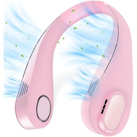 Ventilatore da collo portatile, 5000 mAh, USB, rosa (1/4)