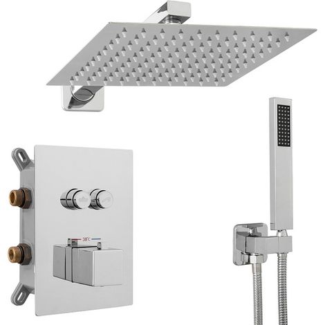 Colonne de douche thermostatique encastrée Silla, ensemble de douche en laiton, design moderne, Chromé