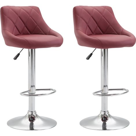 2x Sgabelli da bar girevoli in materiale sintetico bordeaux con poggiapiedi TDB10077