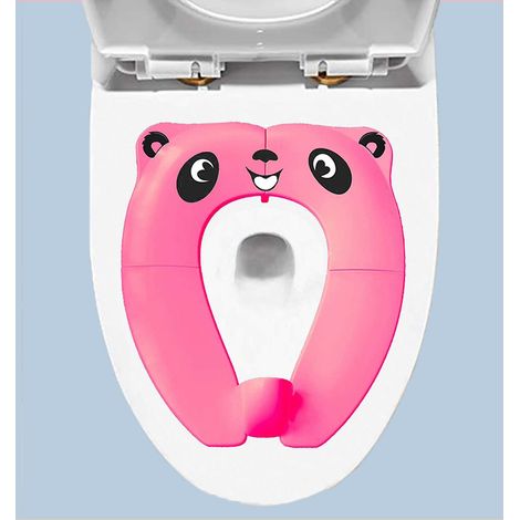 Toilettensitzverkleinerer für Babys, faltbarer Kindertoilettensitz, tragbarer Toilettensitzverkleinerer für Jungen und Mädchen mit 8 rutschfesten Pads und 1 Tragetasche, Rosa Panda (1/5)