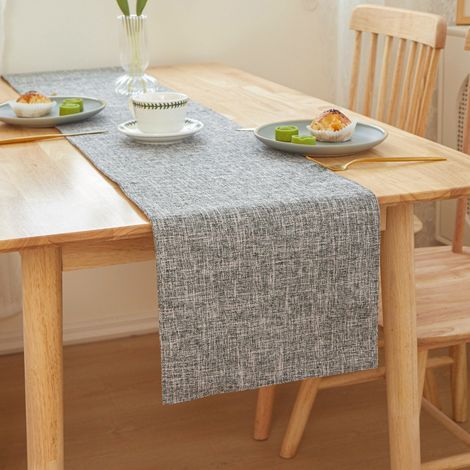 Chemin de Table Lavable Gris Clair pour la Cuisine, la Table à Manger, la Décoration Intérieure, Vacances, Fête, 30 x 180 cm (1/4)