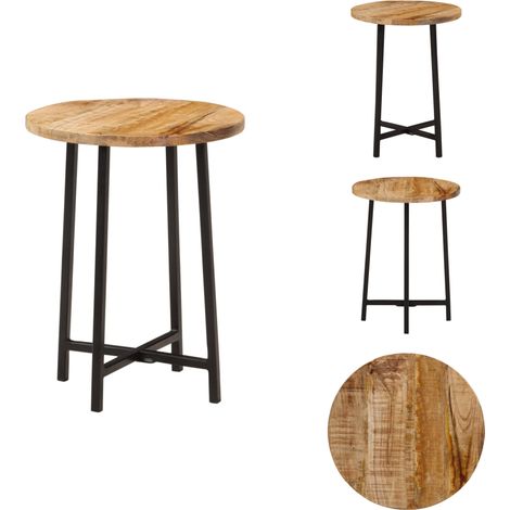 Table basse 35x35x45 cm bois de manguier solide et fer - Table Basse - Table D'appoint - Mobilier Intérieur - Design Scandinave - Bois Massif (1/5)