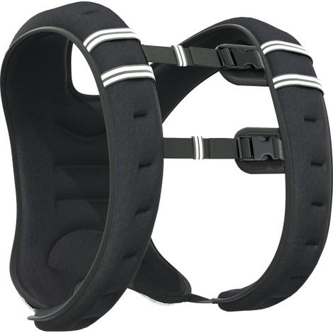 Chaleco lastrado de 10 kg ajustable para entrenamiento de fuerza, tejido Oxford con detalles metálicos, color negro, 40 x 35 cm. Disponible en tienda. (1/5)