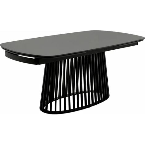 Table à manger ovale extensible 180/260 céramique noir pied design – MICHELLE (1/5)