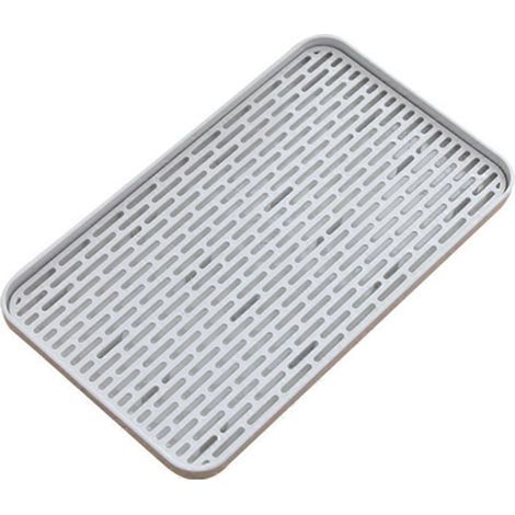 Flaschenabtropfgestell, Flaschentrocknungsstation, Serviertablett – 31 x 17,5 x 2,5 cm – Grau (1/3)