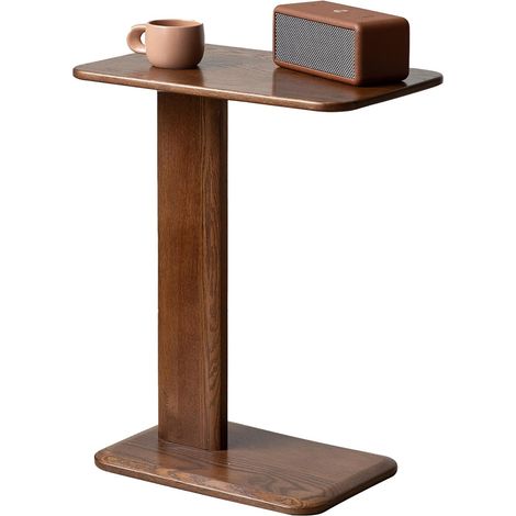 Table d'Appoint en Chêne Rouge Massif Forme C, Noyer (1/5)