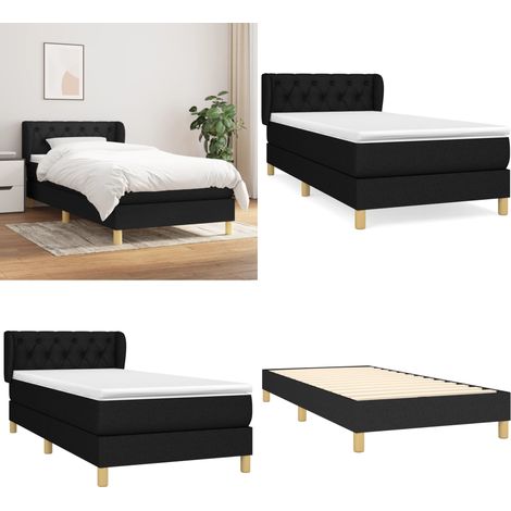 Sommier à lattes de lit et matelas Noir 80x200 cm Tissu - Lit Double - Lit Tapissier - Literie - Matelas - Chambre À Coucher - Home & Living (1/5)