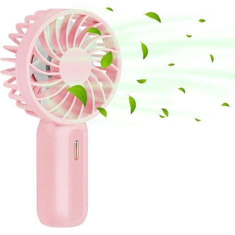 Ventilatore portatile personale ricaricabile tramite USB, 3 velocità del vento - formato ultra-mini - rosa