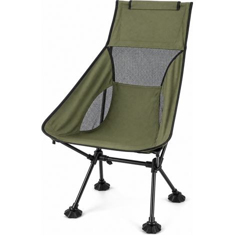 Chaise pliante extérieure type lune grand format vert armée (1/5)