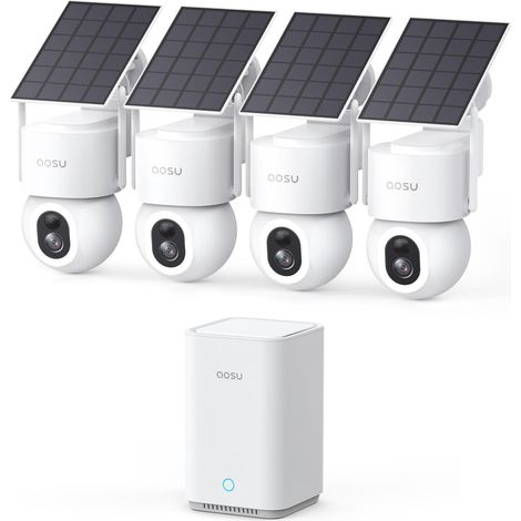 4K D1 Caméra Surveillance WiFi Extérieure Sans Fil Solaire, 8MP UHD 360° PTZ Suivi Auto Détection PIR IA Vision Nocturne Couleur, 32 Go 1 To (1/5)