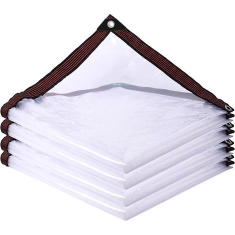 Bâche transparente imperméable avec œillets, bâche en vinyle PVC robuste, bâche transparente pour extérieur/camping/plantes/jardin/poulailler/litière pour chats 2 m x 2 m (1/5)