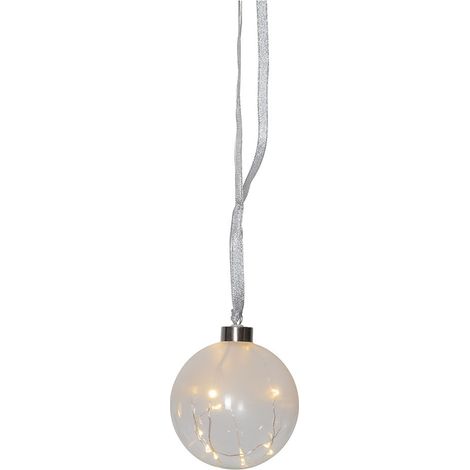 LED Weihnachtskugel ,Glow', Batterie + Timer, Hängeleuchte Deko, halbmatt transparent, Ø 10 cm (1/4)