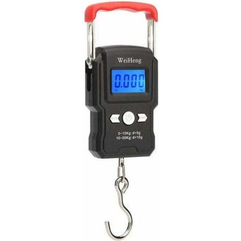Balance à crochet suspendue 50kg/5g - Double précision + écran LCD rétroéclairé - Mesure précise - Pour entrepôts et ménages - Professionnels et particuliers (1/4)
