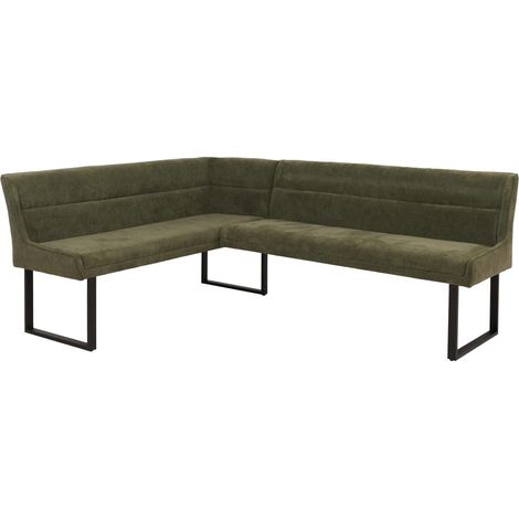 Eckbank HHG-515, Esszimmerbank Bank, Öko-Tex (310g/m²) Chenille Stoff/Textil Metall 159x210cm grün (1/5)