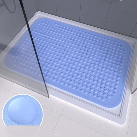 Duschmatte mit Abflussloch – rutschfeste Badematte in der Mitte – PVC-Fußmassagematte mit Saugnapf für Bad, Badewanne und Küche (1/4)
