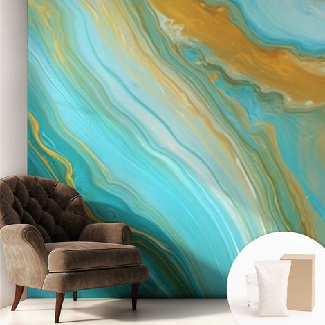 Carta Da Parati Non Tessuto - Decorazione Da Muro - Traspirante - Con Motivo - Per Camera Da Letto Cucina Onde astratte 250x250 cm (1/5)