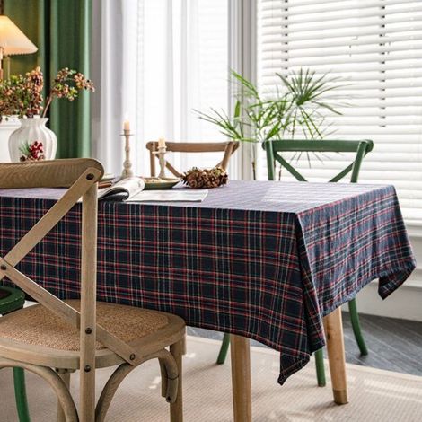 Mantel rectangular a cuadros, lavable, de algodón y lino, mantel individual antipolvo, restaurantes y picnics, 100 x 140 cm (1/5)