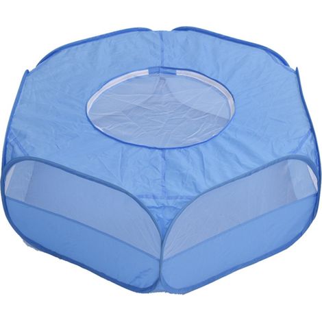 Tente Pop-Up pour petits animaux avec clture en maille pliable pour petits animaux - Bleu (1/5)