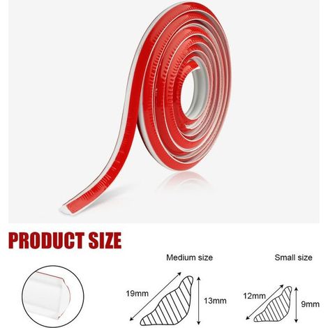 Selbstklebender Dichtungsstreifen, flexible dreieckige PVC-Formleiste, Dichtungsstreifen für Decken-, Waschbecken-, Badewannen- und Bodenleisten (Weiß, 12 mm x 9 mm x 2,8 m) (1/5)