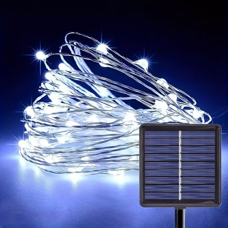 Guirlandes lumineuses solaires - 50/100/200/300 LED, éclairage extérieur à capteur intelligent avec allumage/automatique, 8 modes d'éclairage pour jar (1/5)