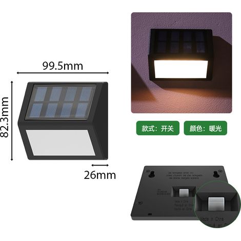 Lumière murale solaire extérieure étanche, allumage automatique la nuit, pour jardin et escalier, modèle HW-6206 (1/5)
