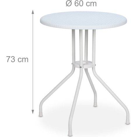Tavolo da giardino rotondo per 4 persone 73 x 60 cm design moderno ed elegante in plastica nera 130015774