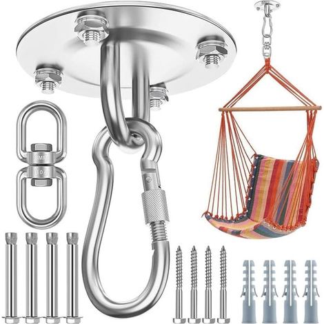 Drehhaken aus Edelstahl 304 für Decke, Holzveranda, Fitnessstudio, Yoga-Aufhängung – Tragkraft: 400 kg (1/5)