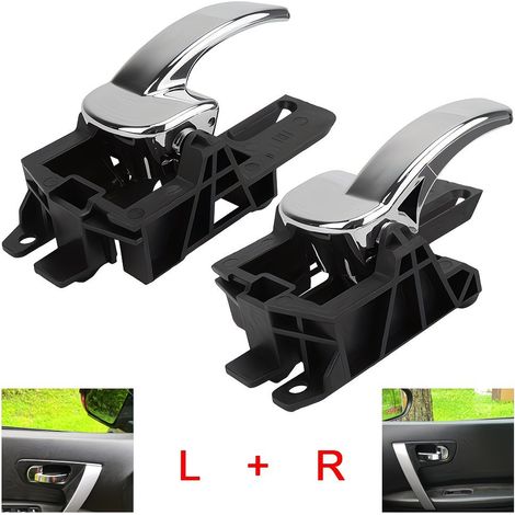 Poignées de porte intérieures gauche et droite (2 pièces) pour Nissan Qashqai J10 2007-2013, références d'origine : 80670JD00E 80671JD00E (1/5)