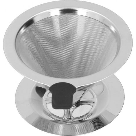Filtre à café goutte à goutte en acier inoxydable réutilisable pour 1 à 2 tasses avec double maille 300 mailles (1/3)