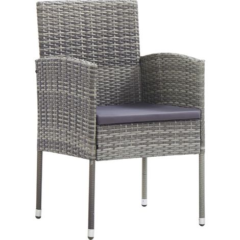 Maison Exclusive - Sedie Giardino con Cuscini Grigio Scuro 2 pz Grigie Polyrattan