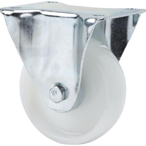 RUEDAS ALEX rueda fija  110-125-2 nylon blanco eje rodillos , Descripción
Ruedas de polipropileno blanco, especialmente indicada para soportar cargas hasta 280 Kg.
Se aplica en útiles de transporte lo (1/2)