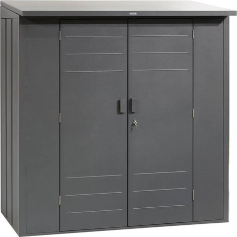 Caseta de jardín Forgia gris grafito de acero curvado 191x117x200 cm - Hespéride