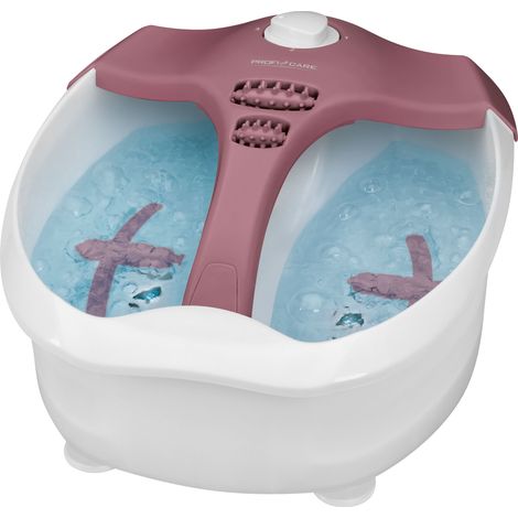 Proficare FM 3027 Masajeador Pies, Hidromasaje Intensivo Burbujas, Calor, Uso con / sin Agua, Rodillos Masaje 80 W Blanco/Rosa (1/5)